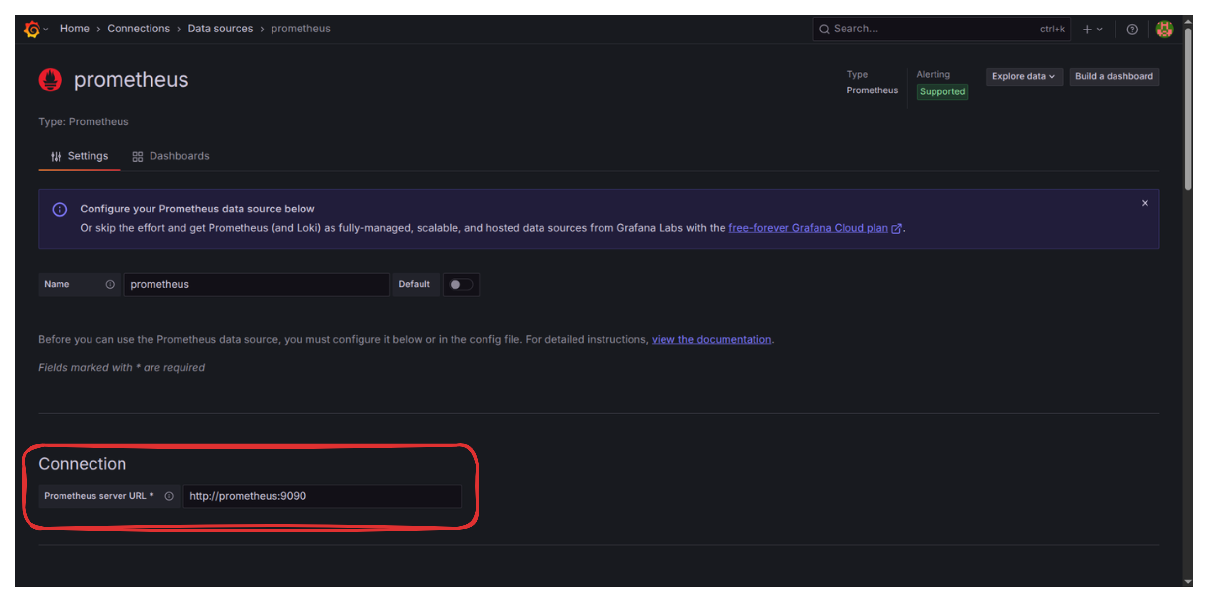 Prometheus server URL